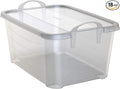 Life Story 18 Pack Light Duty Stackable Storage Bin, 55 Quart Home Organizer, Versatile Lightweight Locking Bins with Carrying Handles, Clear