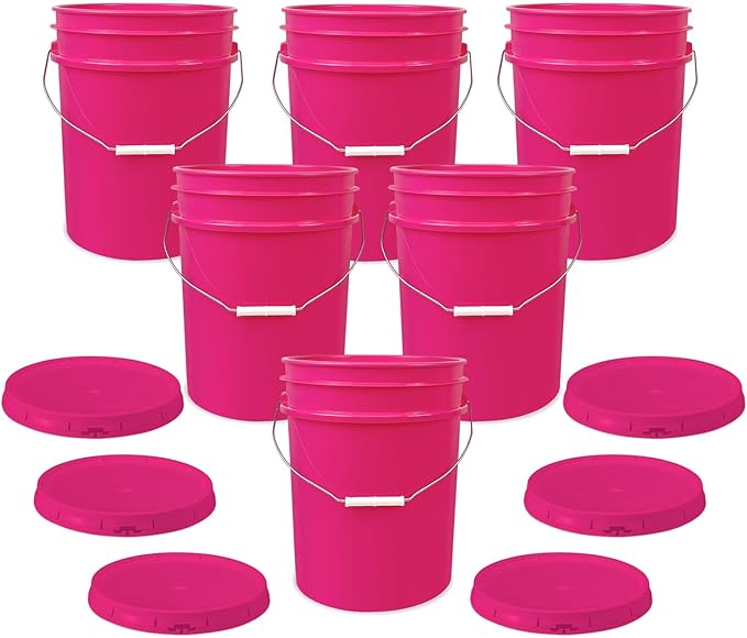 ePackageSupply 5 Gallon Bucket with Airtight Lid | Made in USA | Food Grade | Heavy-Duty Premium HPDE Plastic | Durable 90 Mil All Purpose Pail | Easy Stack and Store | BPA Free | 6 Count