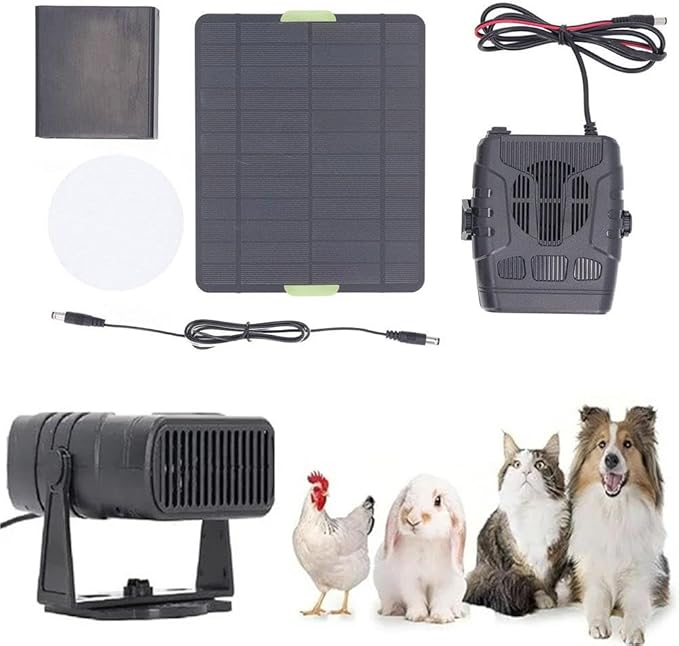 Solar Heater for Chicken Coop, Winter Chicken Coop Heater Solar Powered, Portable Solars Heaters with Overheating Protection, Ideal for Pet House Home Car Greenhouse