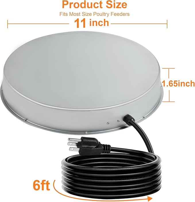 Poultry Chicken Water Heater: Chicken Water Heater Base for Winter, for Plastic/Metal Poultry Watere 11inch, Heated Waterer for Chickens 125W 2 Pack