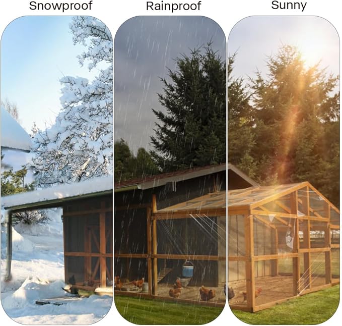 Kalekey16Mil Clear Tarp for Chicken Coop Winter, 6x10ft Heavy Duty Waterproof Transparent Vinyl with Grommets, Windproof Snowproof Chicken Run Cover for Winterizing,Porch Patio Poultry Enclosure