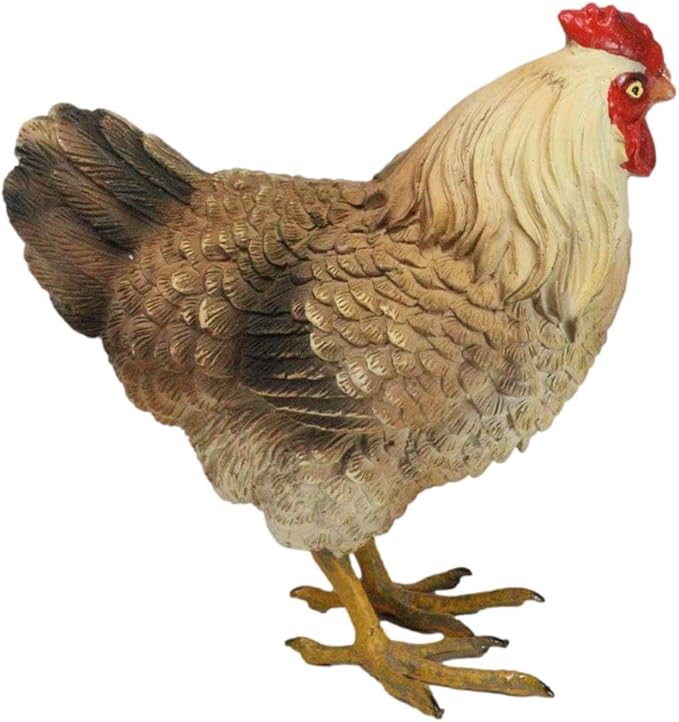 Ebros Gift Rustic Western Country Farm Light Brown Chicken Hen Figurine 4.5" Tall Chickens Roosters Kitchen Desktop Shelf Mantel Decorative Accent Sculpture in Vivid Colors