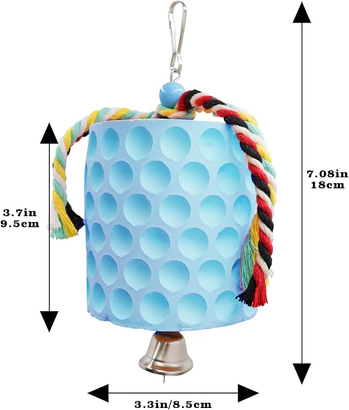 Oooct Large Chicken Chewing Toy, Chick Beak Grinding Calcium Stone with Bells, Chicken Coop Accessories, Cage Toys for Cockatiel Parakeet Parrot Budgies Rat Hamster Rabbit Bunny Blue