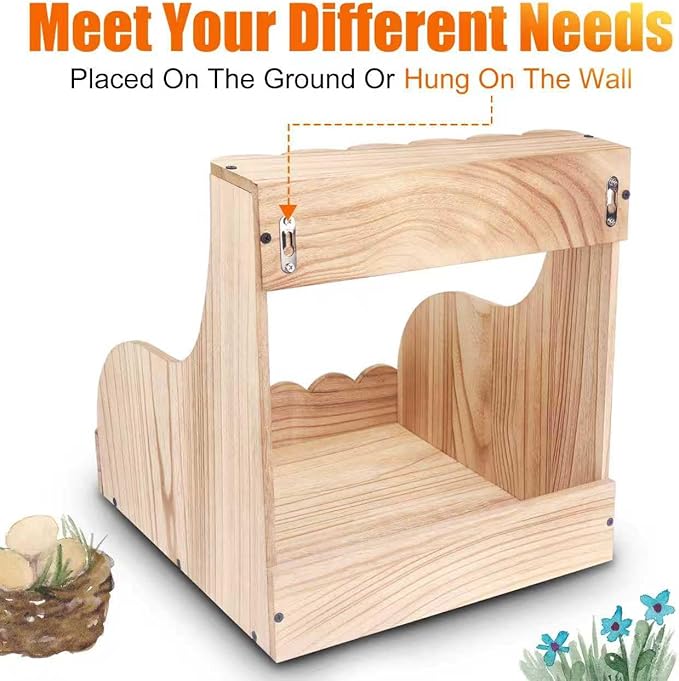 Wood Chicken Laying Eggs Boxes,Single Compartment Hens Nesting Box(13.75" L x 13" W x 14.5" H),Big Duty Laying Nest Box for Duck Birds Poultry, Easy Assembly