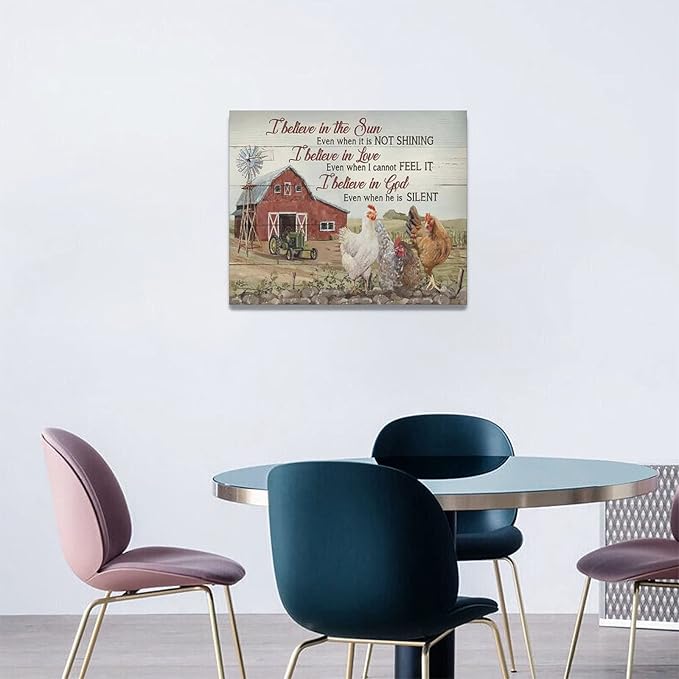 banonaty Rooster Kitchen DecorWall Art Rustic Farmhouse Chicken Barn PicturesWall Decor Country Inspirational Quotes Canvas Prints Home Office Decorations For Bathroom Dinning Room Framed 20/inx16/in