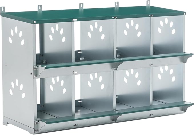 Chicken Nesting Boxes 8 Compartment, Metal Coop Box for Hens, Wall Mount Poultry Nest, Large Vented Holes, Egg Laying Box for Chickens