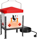Heated Chicken Waterer for Winter, 1.9 Gallon Poultry Water Heater with 4 Horizontal Nipples, Thermostatically Controlled, 3 Adjustable Heights, Anti-Freezing Watering System for Coop