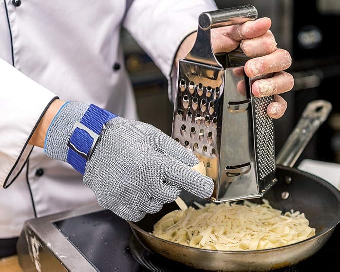 Schwer ANSI A9 Cut Resistant Glove, Food Grade Stainless Steel wire Mesh Metal Gloves, Knife Cutting Gloves for kitchen Mandoline Slicing Butcher Meat Cutting Oyster Shucking Fish Fillet（L, 1 PCS）