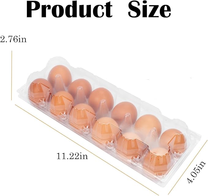 50 Pack Plastic Egg Cartons Cheap Bulk,12 Count Clear Empty Egg Cartons for Fresh Chicken Eggs,2x6 Grids Reusable Egg Trays for Refrigerator Storage, Chicken Farm, Markets Display