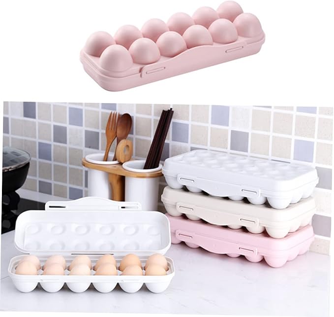 COHEALI Stackable Egg Storage Container 12 Grids Egg Holder for Refrigerator Sturdy Shatterproof Tray Box Practical Kitchen Organizer