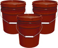 5-Gallon Bucket with Airtight Lid – Made in USA, Food Grade BPA Free Plastic, Heavy Duty Multi-Use, Metal Handle with Grip, Stackable Storage – Burgundy, 3 Pack