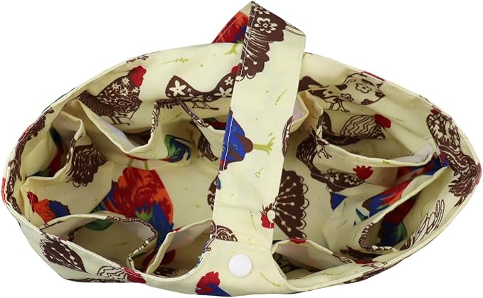 Mini Eggs Collecting Basket Tote Gathering Basket with 8 Pouches for Chicken Hen Duck Goose Eggs Housewife Farmhouse Garden