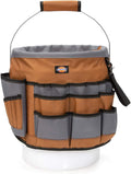 Dickies 35-Pocket 5-Gallon Bucket Organizer With Drill Holster, Padded Handle, and Tape Tether, for Contractors and Painters