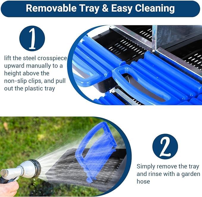 [10-Pack] Chicken Nesting Boxes for Hens - Galvanized Steel Wall Mount or Freestanding Chicken Nest, Removable Plastic Egg Tray & Ventilation Holes - Poultry Nesting Boxes for Egg Laying (Blue)