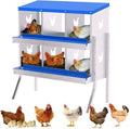 Chicken Nesting Box,6 Holes Galvanized Steel Metal Chicken Laying Box with Automatic Roll-Away Egg Collection System & Removable Tray,Wall Mount Nesting Boxes