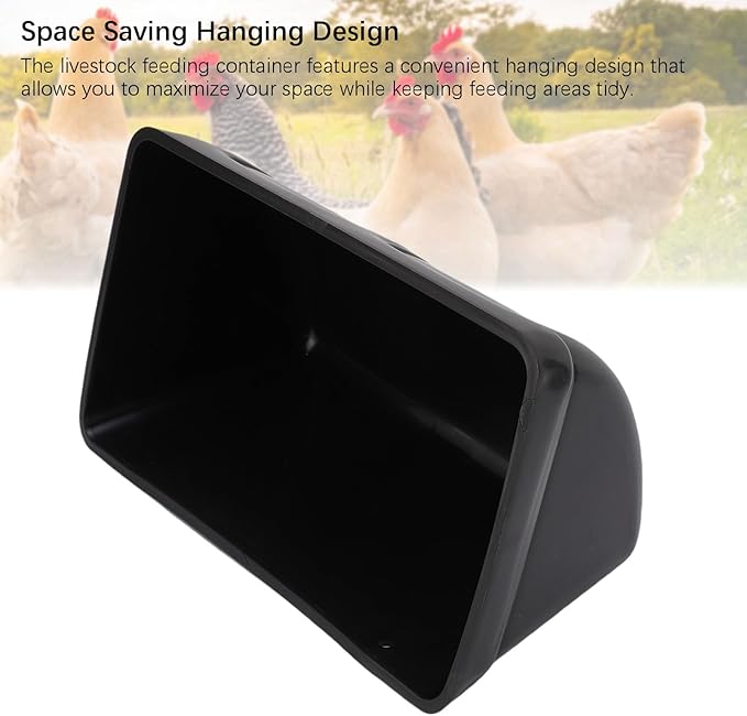 3 Pack Hanging Chicken Feeder Trough, Large Capacity Space Saving Plastic Chicken Feeder Trough, Minimized Feed Waste for Farm Coop and Outdoor Use (Black)