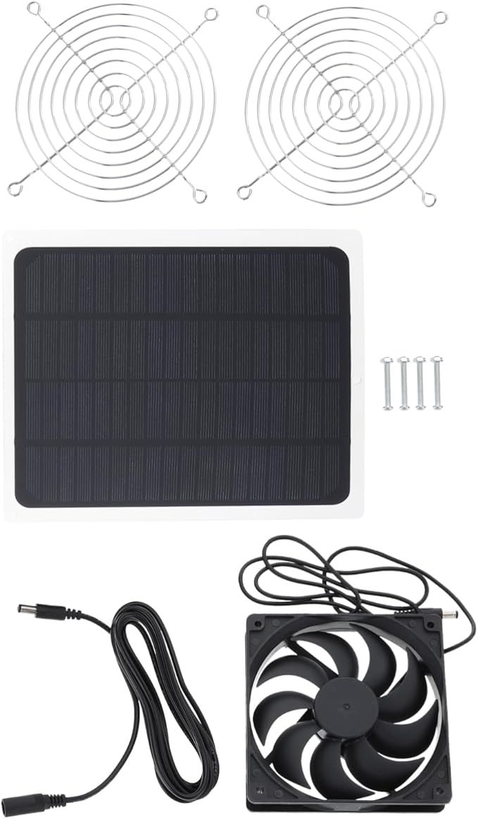Yardwe 1set Solar Powered Fan for Chicken Coop and Greenhouse Small Exhaust Fan for Pet House Cooling Lightweight and Circulation