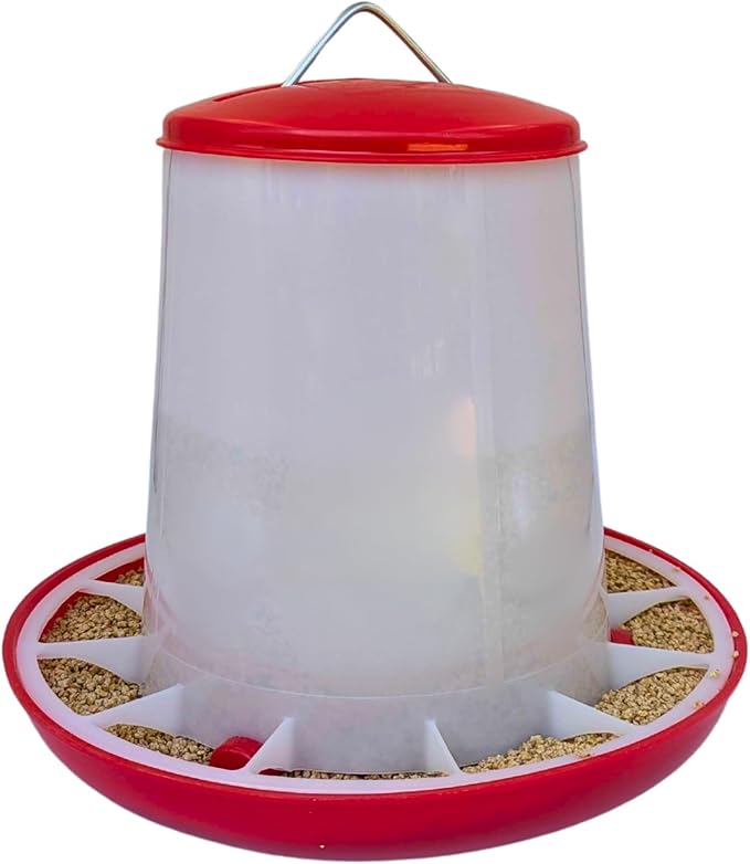 Large Chicken Feeder 5-Pound Capacity for All Poultry | Durable Feeding Container with Carrying Handle for Chickens, Ducks, Turkeys, Quail, Baby Chicks, Turkeys and More