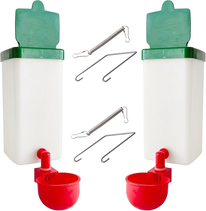 Automatic Waterer System Chick Drinker Cups 1L Hanging Automatic Fill Poultry Watering Cup Used for Cages (2)