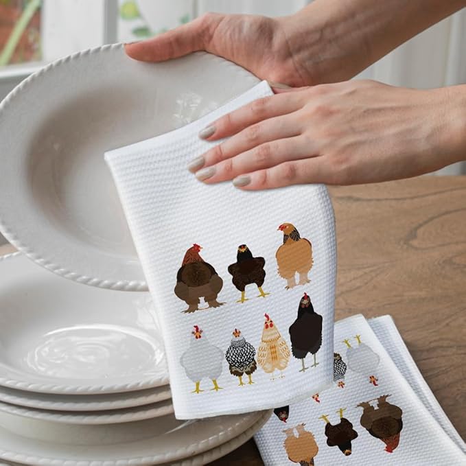 Chicken Kitchen Towels Hand Towels, Chicken Gifts Farmhouse Decor Dish Towels, Funny Chicken Hand Towels for Kitchen, Chicken Lovers Gifts Dishcloth Hand Towel, for Chicken Lover Mom