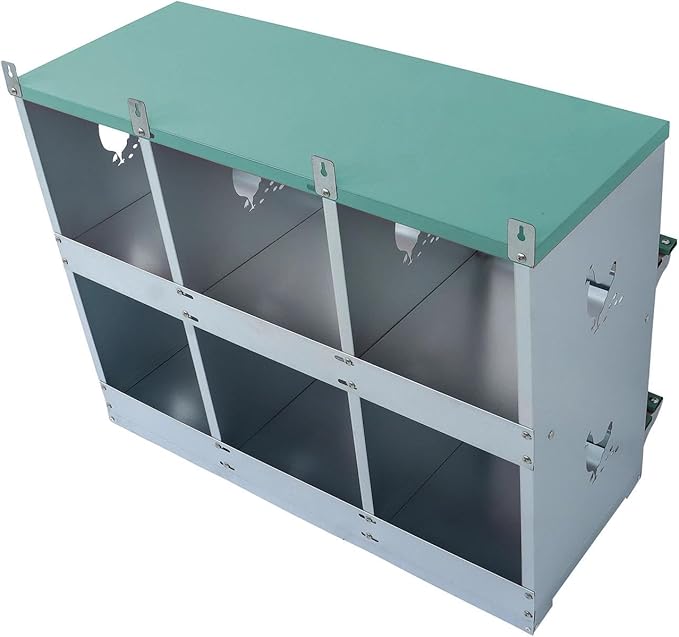 for 6 Compartment Chicken Nesting Boxes Metal Poultry Nest Box Wall Mount for Hens