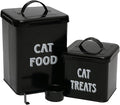 Morezi Cat Food Storage Container Farmhouse Pet Food Treats holder with Lid and Scoop, Perfect Sturdy Canister Tins for Kitchen Countertop, Shelf, Great Gift for Pet Owners - Cat Food - Black