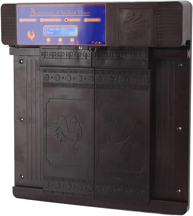 Auto Chicken Coop Door, Smart Solar Automatic Chicken Coop Door IP45 for Duck for Poultry (Dark Brown)