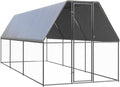 Galvanized Steel Chicken Cage 78.7 x 78.7 x 78.7 in Silver Large Outdoor Coop with Polyethylene Roof Weather-Resistant Shelter for Backyard Garden Farm
