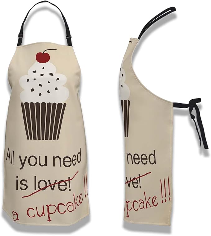 Baking Apron for Men All You Need Is a Cupcake Craft Aprons for Women for Kitchen Cooking Restaurant BBQ Painting Crafting 27” (W) x 31” (H), Waterproof Apron