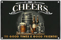 Bar Wall Sign Cheers To Good Times And Friends Vintage Metal For Home Pub Man Cave Beer Decor 12 x 8 Inch Indoor Aluminum Kitchen Art Outdoor