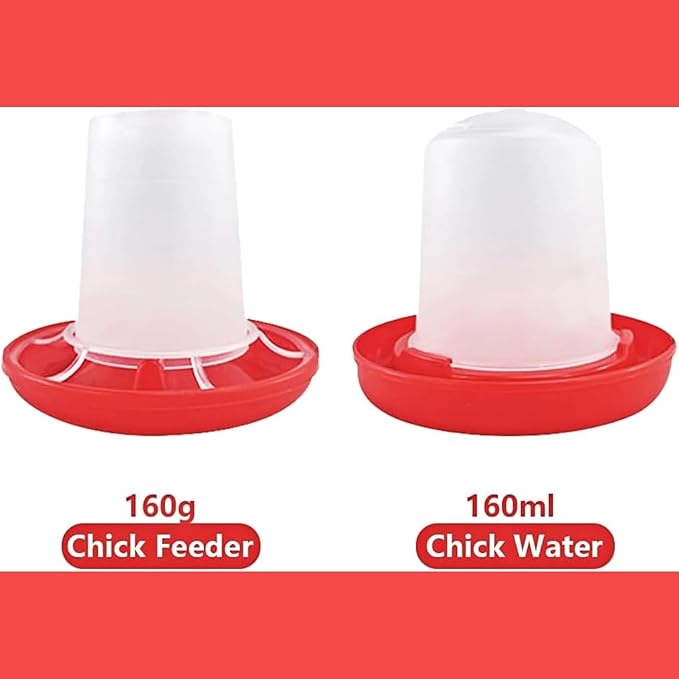 Horoper 2pcs Chick Feeder Quail Feeder and Waterer Kit Automatic Poultry Water Feeder Rotarys Sleeve Design Watering Poultry Feeder and Waterer Combo for Farm and Brooder Use