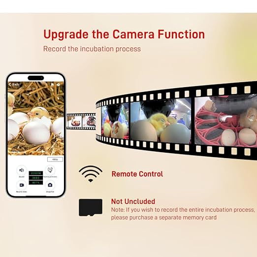 Automatic Egg Incubator for 12 Chicken Eggs with Camera APP Control, Temperature & Humidity Monitor, Auto Egg Turner, Record Life's Birth Moments for Chicken Duck Quail Pigeons