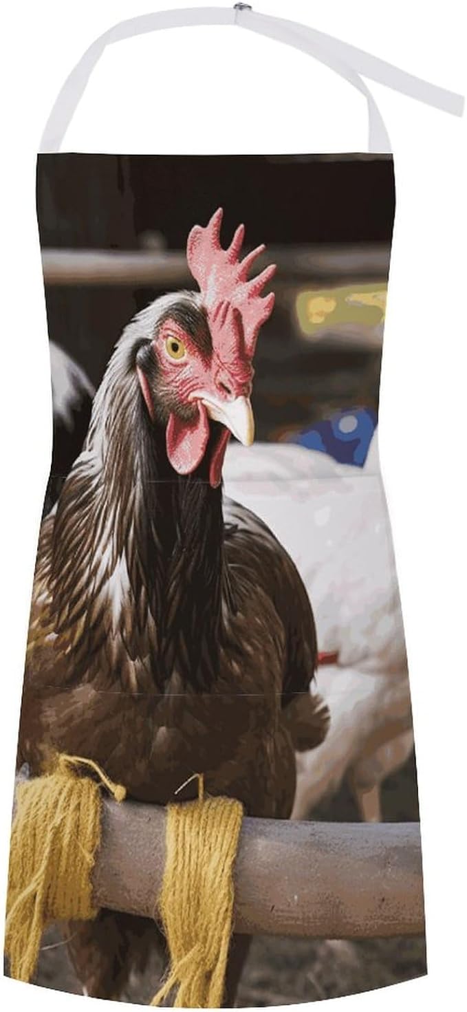 Farm Animal Apron Waterproof Oil-proof Large Pocket Apron Adjustable Neck Strap Unisex Kitchen Aprons For Chef Cooking Baking Gardening BBQ