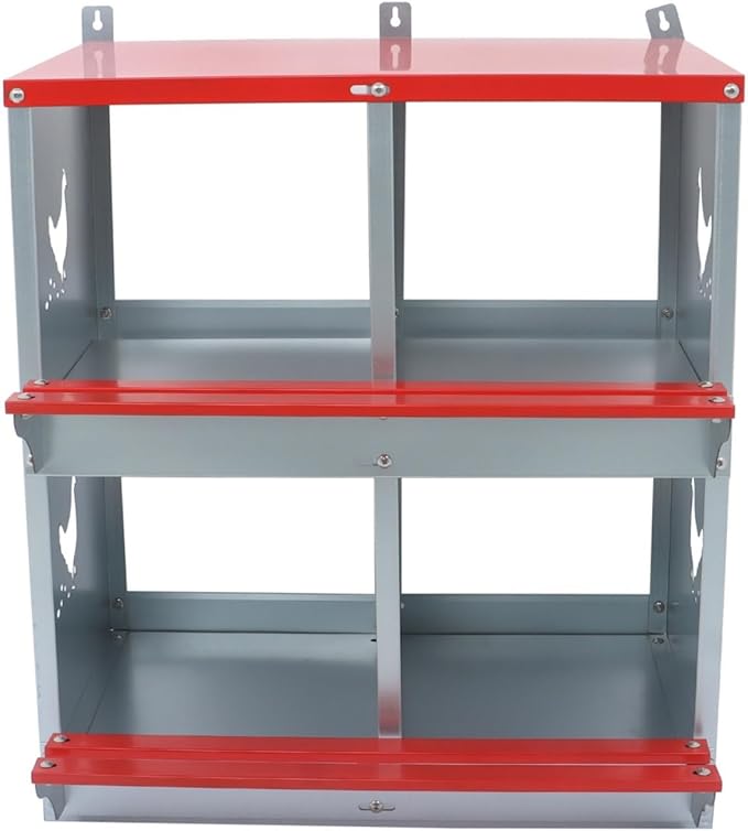 HOSTIC Chicken Nesting Boxes 4 Compartment Metal Poultry Nest Box Wall Mount for Chickens Hens Ducks Large Vented Holes