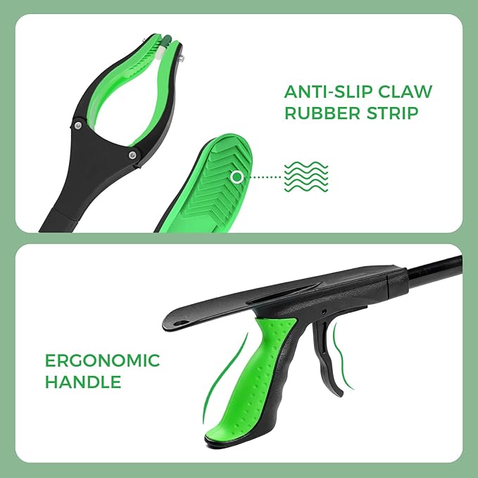 51" Extra Long Grabber Reacher Tool, Foldable Reacher Grabber Pickup Tool with Magnetic Tip & 360° Rotating Anti-Slip Claw, Extension Grabber for Seniors, Indoor and Outdoor Trash Picker