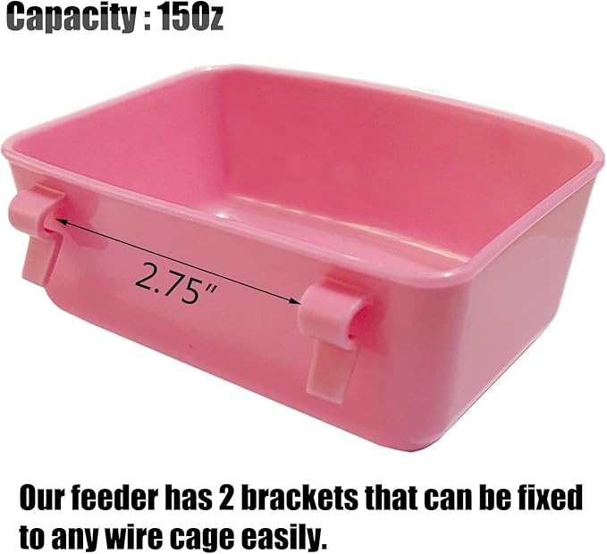 6 Pack Hanging Feeder,Food and Water Container, Bath Water Bowl Universal for Birds Hamsters Mice Rats Rabbit Guinea Pig Small Pets (Pink, Blue)