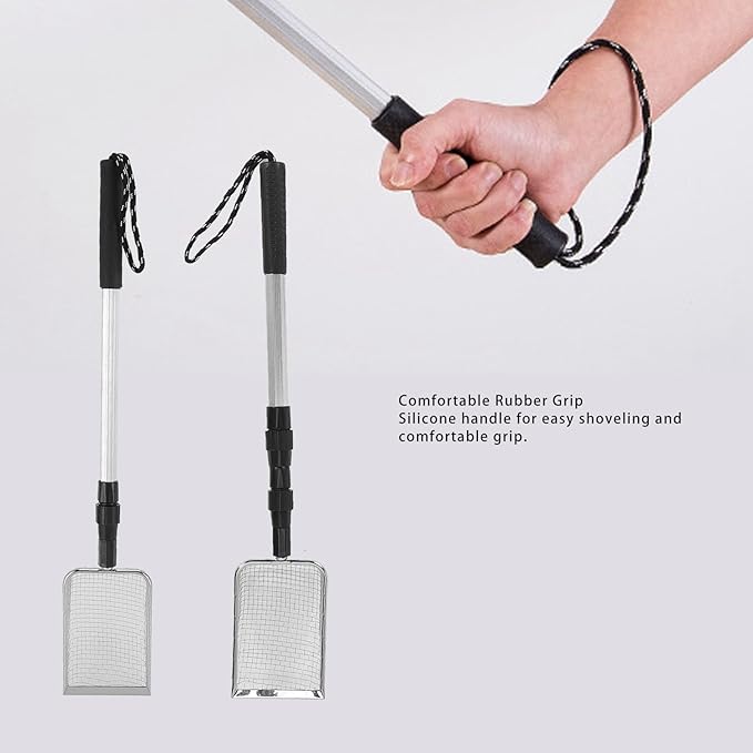 Diydeg Chicken Poop Scooper, Adjustable Stainless Steel Detachable Metal Litter Scoop Sifting Shovel for Cleaning Chicken Coop, Non Stick Poultry Waste Sifter Shovel with Long Handle (B