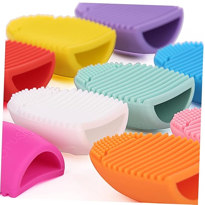 FRCOLOR Silicone Makeup Brush Cleaning Handheld Tool for Effortless Cosmetic Brush Care Portable and Design for Home and Travel Use