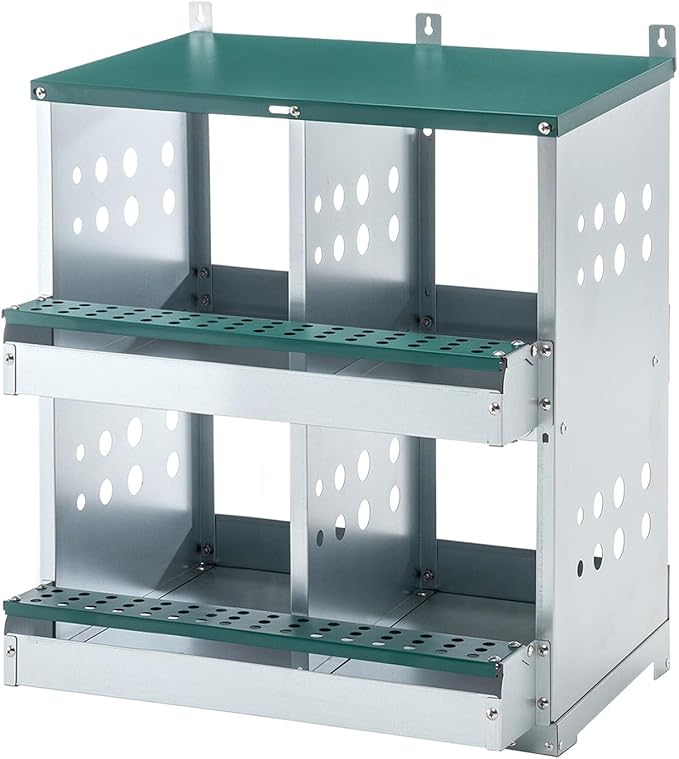 Metal Wall Mount Chicken Nesting Boxes with 4 Compartments for Various Chicken Breeds - Durable Egg Laying Box for Coop