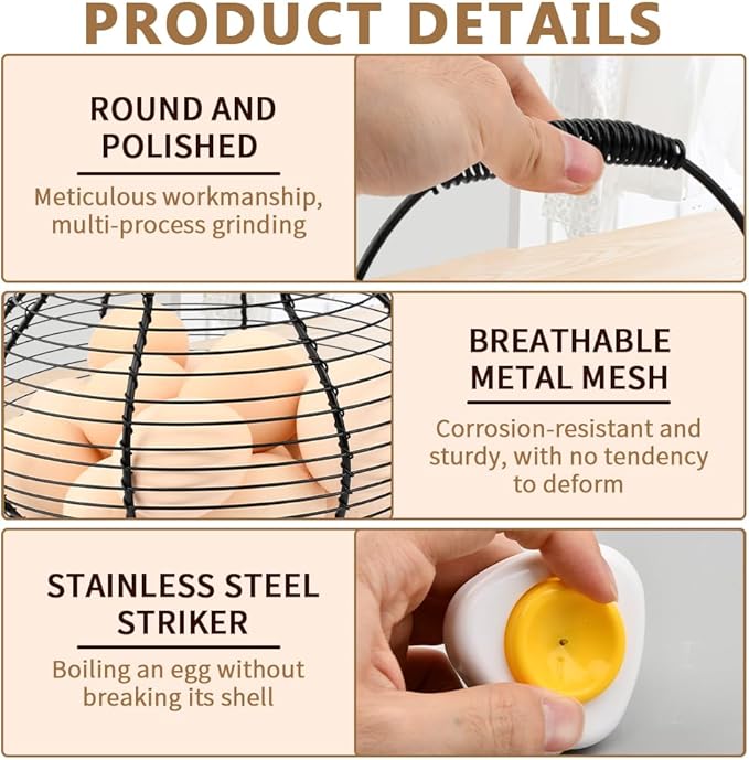 Chicken Wire Egg Basket for Gathering Fresh Eggs,Vintage Chicken Egg Collecting-Basket with Handle,Farmhouse Metal Wire Eggs Holder-Basket for Easter Christmas Kitchen DecorBlack)