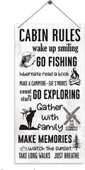 Cabin Rules Sign, Lake House Decor, Decorative Wood Hanging Wood Plaque, Positive Home Decor, Rustic Door Sign, Country House Decoration, Farmhouse Style Cabin Sign for Home Decoration Gifts