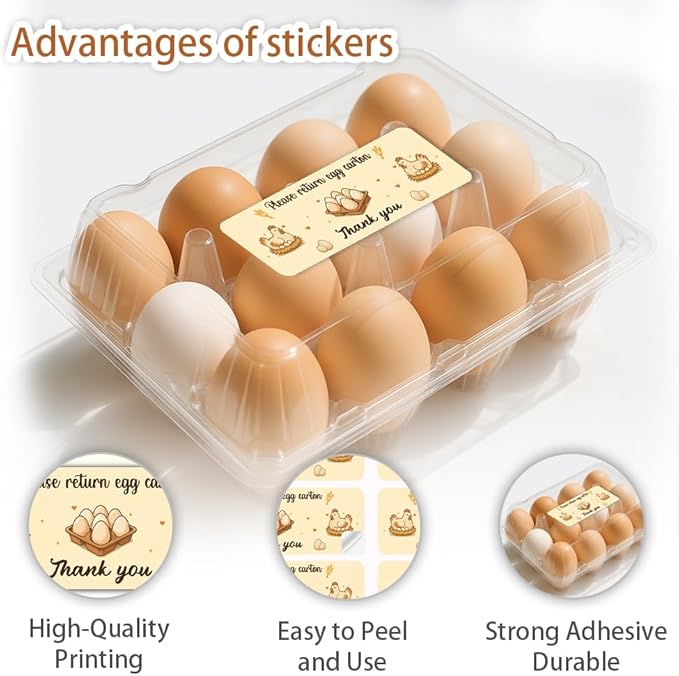 180 Pcs Farm Fresh Eggs Carton Labels, 2.6 x 0.98 in Rectangular Beige Tones Unwashed Eggs Labels Self-Adhesive Egg Packaging Stickers for Chicken Egg Box Container Farm Supplies