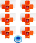 Horizontal Chicken Waterer Nipples with 1/2 PVC Tee Fittings DIY Automatic Chicken Watering System Kit (Orange, 6Pcs)