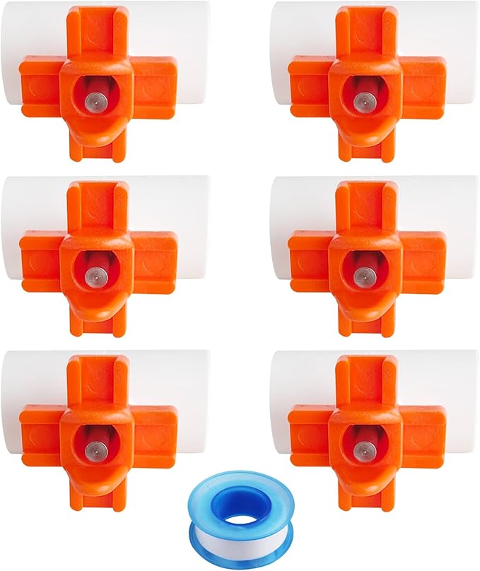 Horizontal Chicken Waterer Nipples with 1/2 PVC Tee Fittings DIY Automatic Chicken Watering System Kit (Orange, 6Pcs)