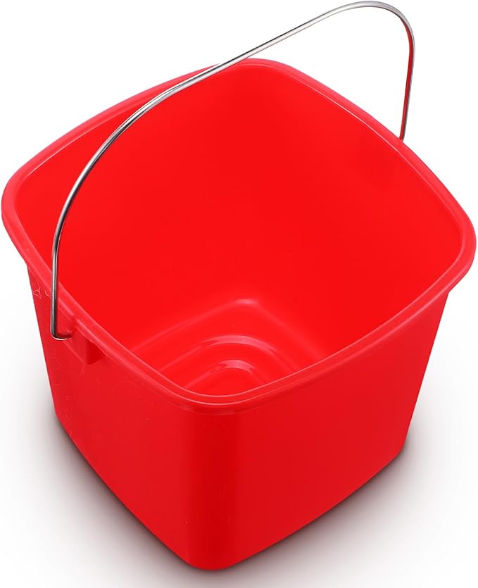 4 Pack Small Cleaning Pail, Square Detergent Bucket with Spout and Handle for Home, Offices, School, Commercial Use