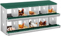 10-Hole Double-Tier Chicken Nesting Box - Large Galvanized Steel Rollaway Egg Laying Box - Vented, Easy Clean, Wall Mount or Freestanding Hen Coop Accessory with Egg Collection Tray, Green,