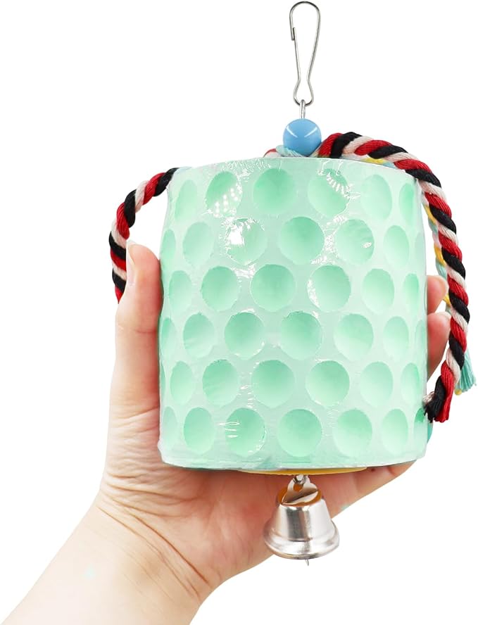 Oooct Large Chicken Chewing Toy, Chick Beak Grinding Calcium Stone with Bells, Chicken Coop Accessories, Cage Toys for Cockatiel Parakeet Parrot Budgies Rat Hamster Rabbit Bunny Green
