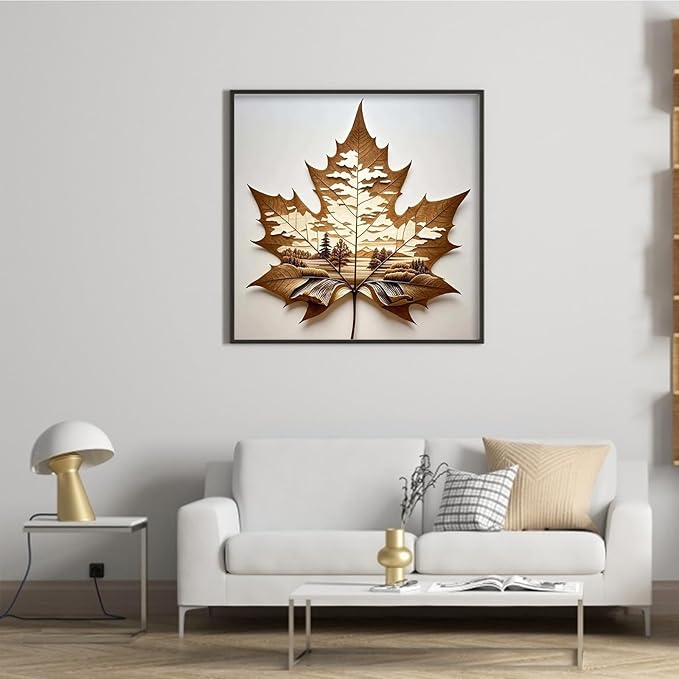 Dead Leaf Forest Stamped Cross Stitch Kits for Adults Beginners - 45x45cm 11CT Pre-Printed Embroidery Needlepoint Starter Kit, DIY Craft Perfect for Home Wall Decor Gift and Seasonal