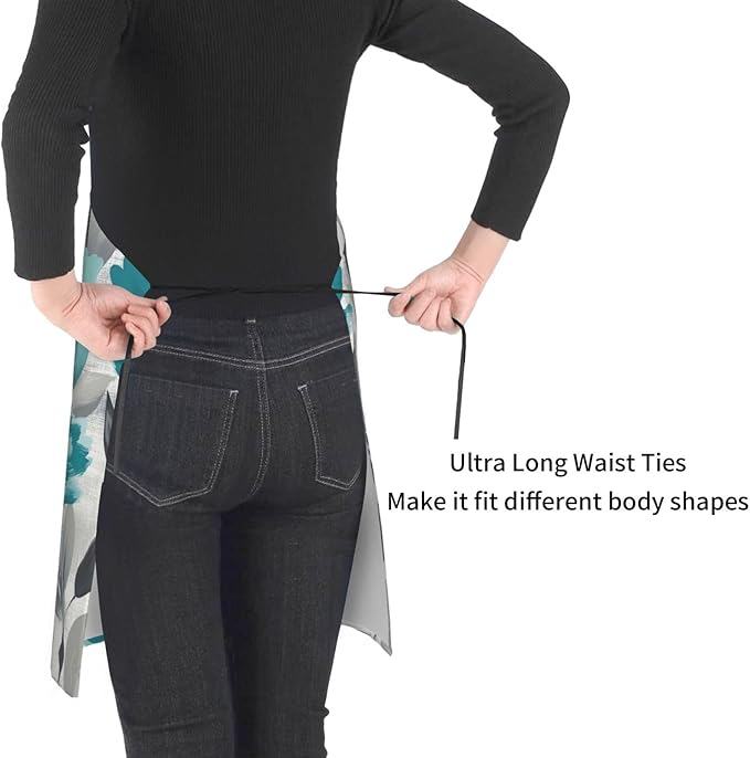 Kitchen Aprons for Men Women Waterproof Apron with 2 Pockets Whale Tail Apron Adjustable Bib Aprons