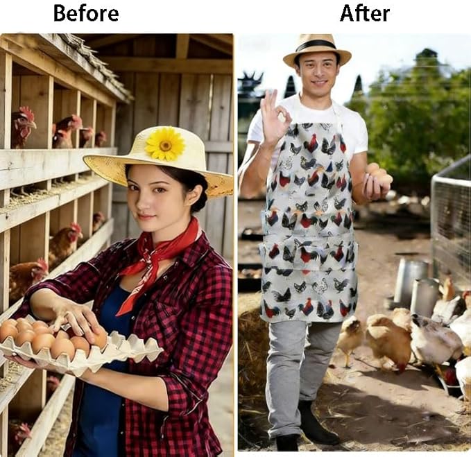 11 Pocket Egg Collecting Apron with 7 Pocket Egg Gathering Basket,chicken egg apron for collecting eggs Poultry Egg Collection Set